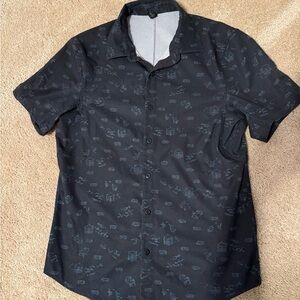 lululemon athletica Men's Dark Blue Print Casual Shirt